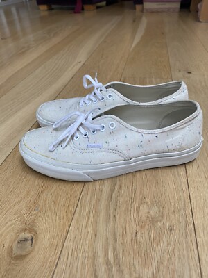 Vans Authentic Speckle Jersey Cream Canvas Trainers UK 7
