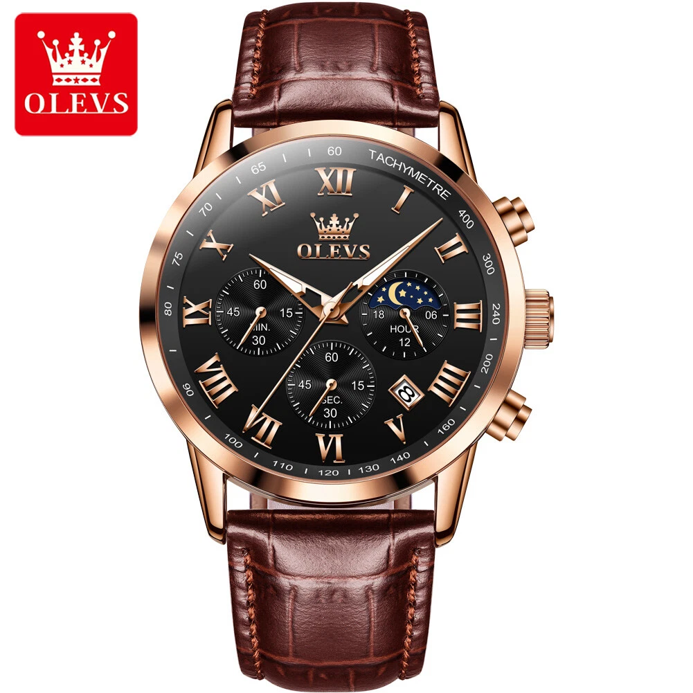 OLEVS Mens Watches Fashion Luminous Chronograph Waterproof Luxury