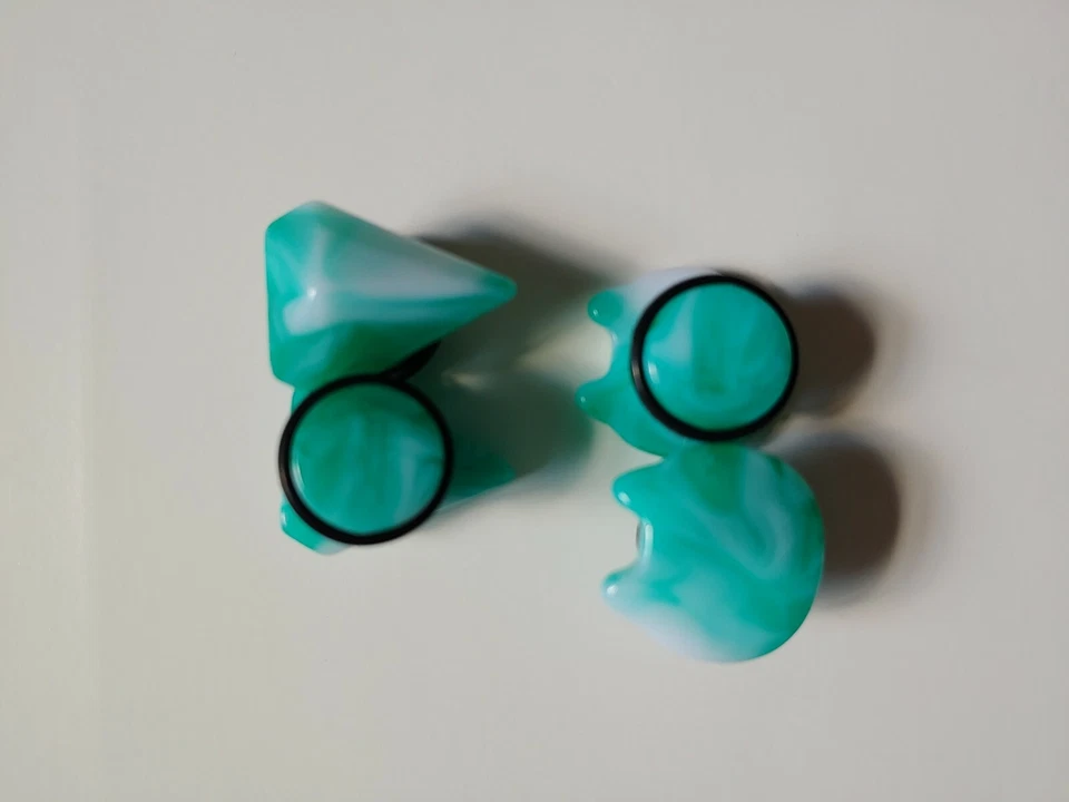 2 Пары зеленый бриллиант кошки глаз акриловый уха туннель штепсельная вилка калибра 1/2» 12 мм новый - Изображение 2 из 2