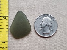 GENUINE PURE BEACH SEA GLASS SURF TUMBLED OLIVE GREEN OCEAN FROSTED PENDANT H1