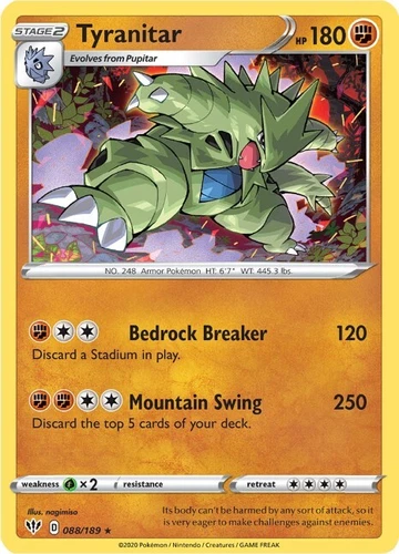 Tyranitar 088/189 Swsh03: Darkness Ablaze