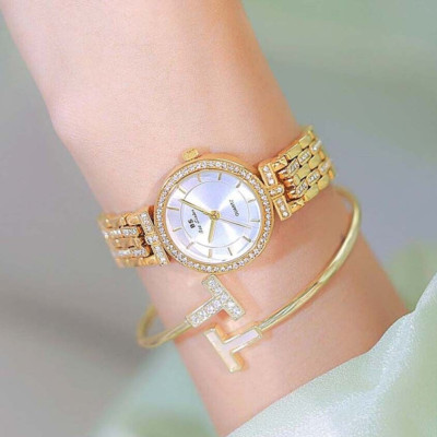 Luxury Minimalist Women Watch Round Face Gold Women's Stylish Quartz Wrist Watch