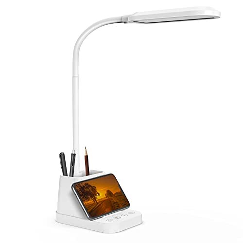 Adjustable Gooseneck LED Desk Lamp for Kids in White-image