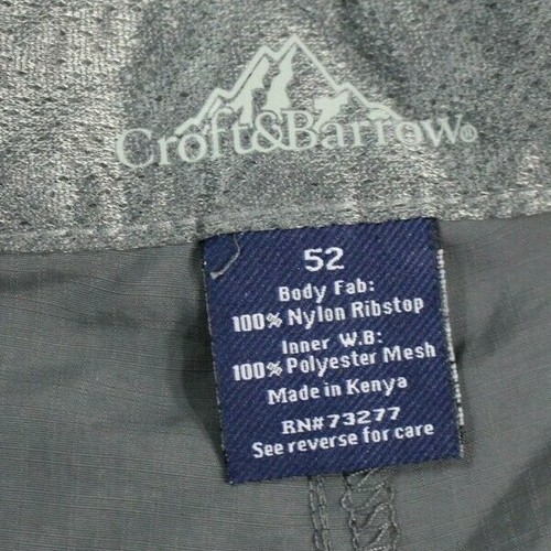 NWT Mens CROFT & BARROW Cargo Shorts Sz 52 Gray Lightweight Quick Dry Belted New - Picture 6 of 7
