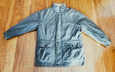 LONDON FOG MEN'S PARKA JACKET OLIVE GREEN ZIP OFF HOOD DETACHABLE LINING SZ L