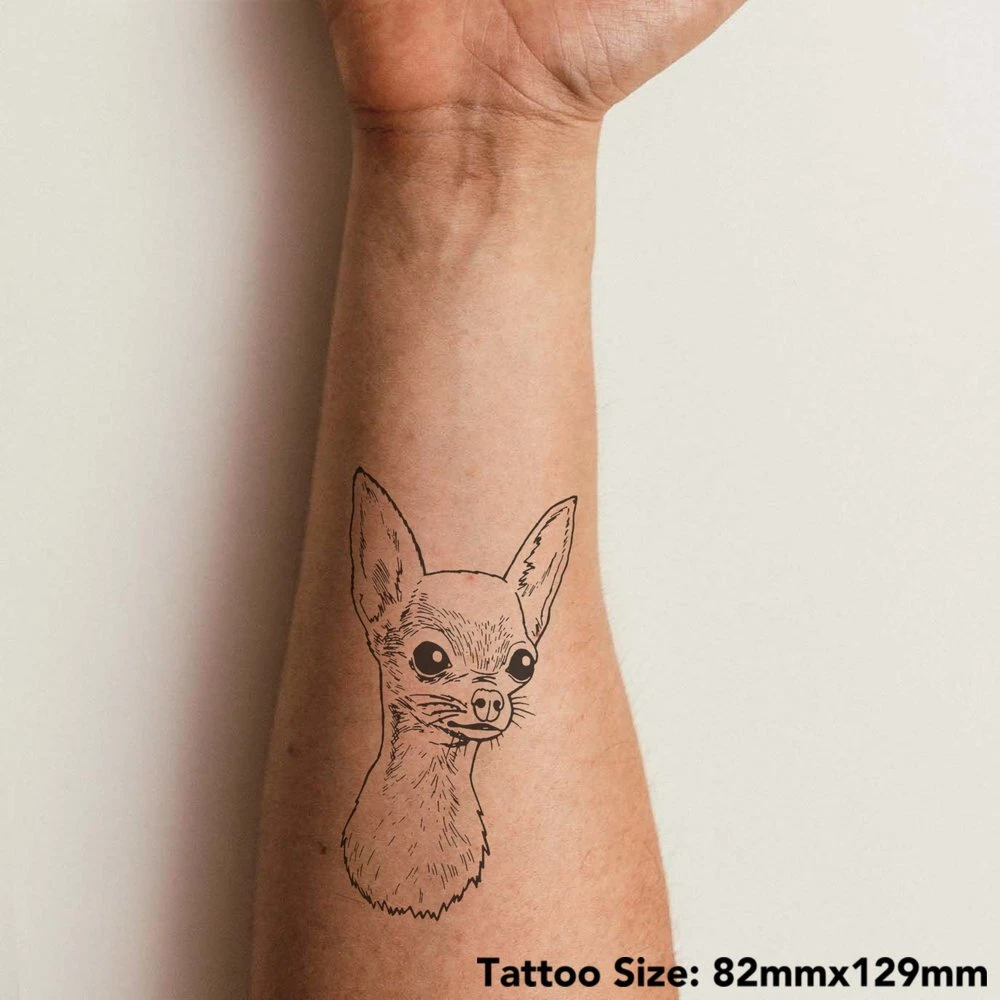 Large 'Cute Chihuahua Dog' Temporary Tattoo (TO00024407)
