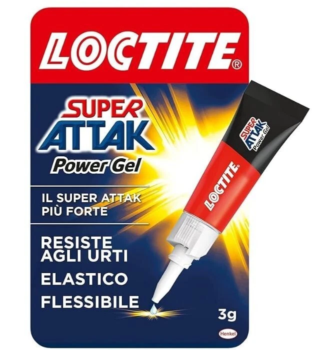 LOCTITE Super Attak Adesivo Power Gel Colla Porcellana Metallo Gomma 4124