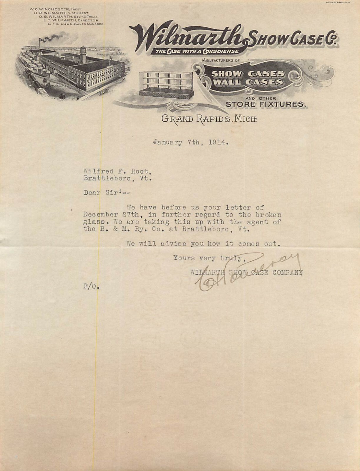 Billhead, Wilmarth Show Case Co, Store Fixtures, Grand Rapids, Michigan