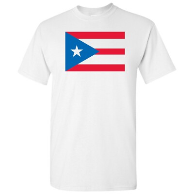 Puerto Rico Latin American Flag Basic Cotton T-Shirt - White