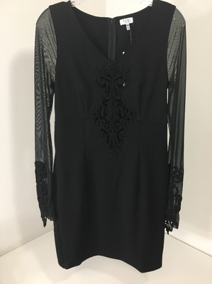 Women's TOBI After Dark Mesh Bodycon Dress Long sleeve Black Size Medium NWT