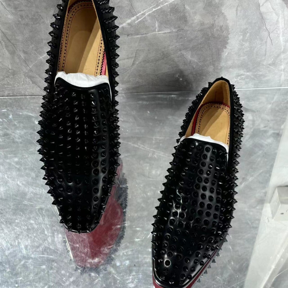 SAOLA Scarpe eleganti uomo inglesi slip on vera pelle rivetti nightclub sera festa nuove