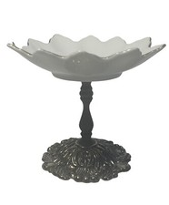 Accurate Casting Ceramic Porcelain Pedestal Silver Metal Soap Trinket Dish Gold