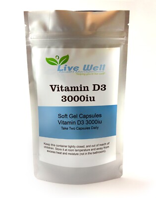Vitamin D3 3000 IE Softgel Kapseln: Cholecalciferol essentielles Vitamin 1000er Pack