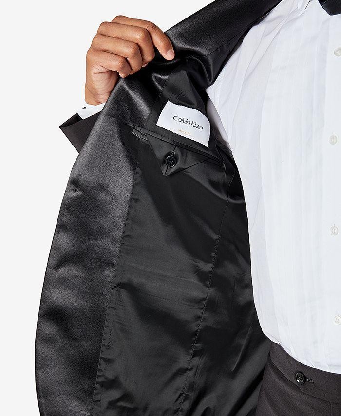 Calvin Klein Mens Slim fit Tuxedo Jacket Blazer 44 R Black Solid Stretch thumbnail 5