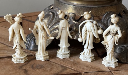 5 Vintage Carved Resin Miniature Traditional Asian Figurines Garden Ornaments - Picture 9 of 9