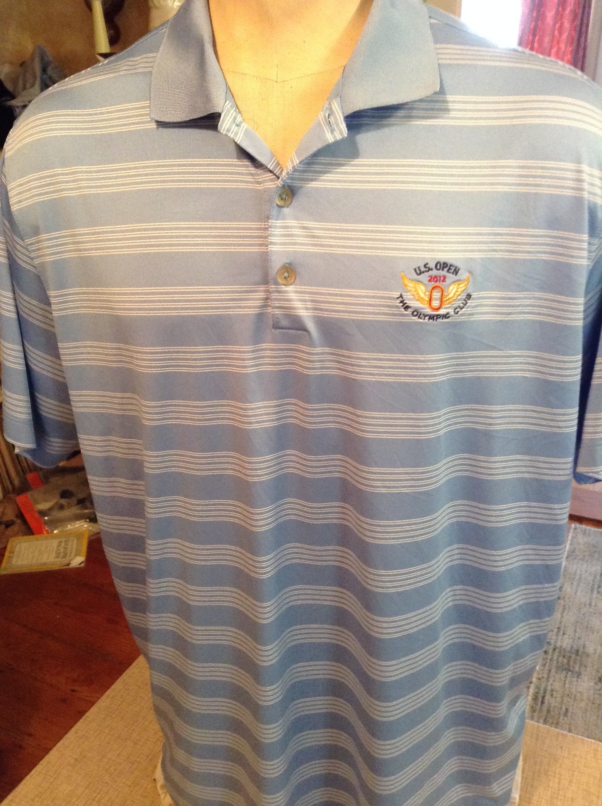 NIKE GOLF 2XL 2012 U.S. OPEN THE OLYMPIC CLUB AZURE STRIPED S/S GOLF POLO GREAT! thumbnail 4