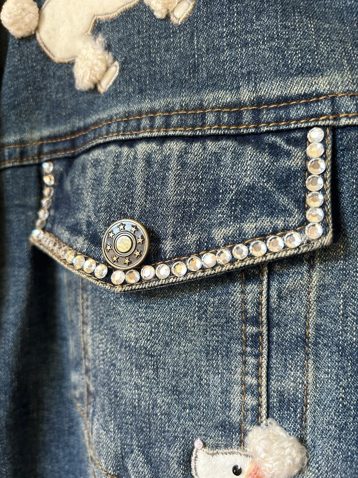 Quacker Factory White Poodle appliquéd Denim Jacket 3X - Image 2 of 4