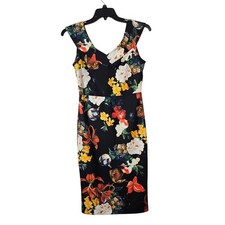 New York & Company Floral Knee-Length Bodycon Sleeveless Dress Sz Small Stretchy