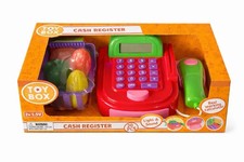 Cash Register Pretend Play Set Light  Sound Calculator Groceries 70 Pieces