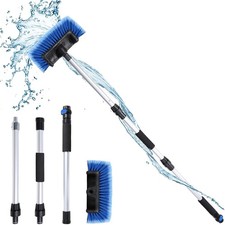 54" Flow-Thru Car Wash Brush Blue Long Handle Hose Attachment 12" Soft Bristle
