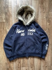 Abercrombie Fitch Fur Fuzzy Full Zip Hoodie Y2K LGB Hype Style Men's Size S