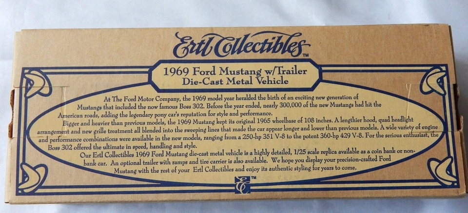 NIB Ertl  1969 Ford Mustang W/Trailer Die Cast Metal Vehicle Kit 2957 - Image 3 of 4