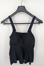 CROFT & BARROW Tankini Crochet Swim Top Womens Size 20W Black