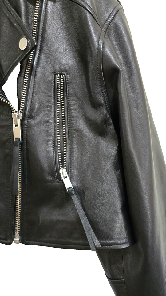 Chaqueta Motor Cordero Original Marca Rebecca Minkoff Damas Talla: S Foto 4 de 4