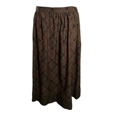 VTG 80s/90s RALPH LAUREN Blue Label Plaid Wool Skirt Paisley Hem Womens 12