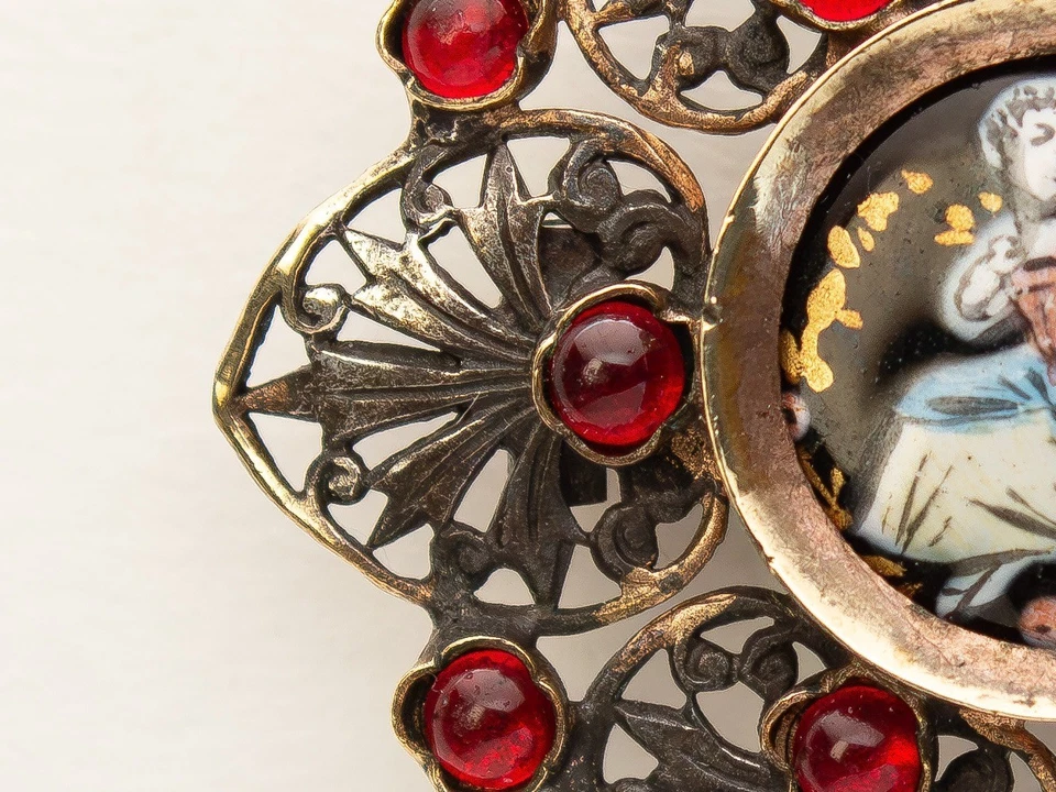 Spilla con miniatura smaltata- XIX Platino - Immagine 2 di 4