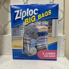 Ziploc Big Bags - 3 JUMBO 20 Gallon Bags - Great for Organization & Storage New