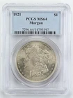 Certified 1921 Morgan Silver Dollar PCGS MS64 $1