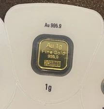 1 Gram Gold Square Bar Argor Heraeus Goldseed SEALED In Assay Bullion .9999 24k
