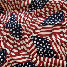 Fabric Waving Flags Patriotic Quilting Tablecloth Quilt Fabric 68  x 42  