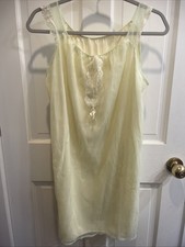 VTG 60's Shadowline Lace  Chiffon babydoll nightgown Lingerie Yellow Mod Med