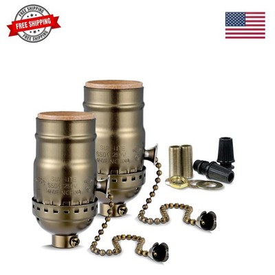 Pull Chain Light Socket Replacement, E26 Standard Screw Lamp Socket, Bulb Soc...