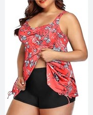 Aqua Eve Women Plus Size 24W, Tankini Swimsuit 2pc Flowy Swimdress Bathing Suit.