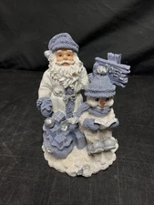 1998 The Encore Group, 7" Santa w/ Snowman Reading Book Christmas Figurine Noel