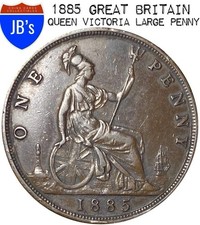 1885 Great Britain Large Copper Penny - Queen Victoria (VF/EF)