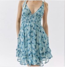 Urban Outfitters Medium Butterfly Teal Sheer Flowy Boho Whimsical Fairy Dress