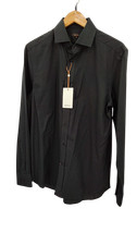 Quince Organic Cotton Cashmere Dress Shirt Black Sleeved Top M