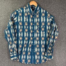 Vintage Wrangler Pearl Snap Shirt Men Medium Aztec Southwestern Western