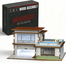 1/64 Wooden Diorama Kit for Diecast Car, Display Case Garage Compatible with Hot