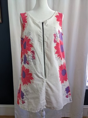 Handmade Mod Floral Dress Handmade Retro A Line Pink Purple Daisy Shift 