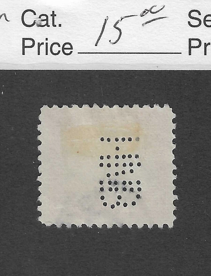 US Scott # 573, $5 carmine & blue, Head of Freedom, 1923, perfin - Image 2 of 2