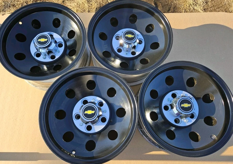 🔥 Set/4 88-98 Chevy Silverado Blazer Tahoe Suburban Black OEM 15" Wheels Rims - Image 3 of 4