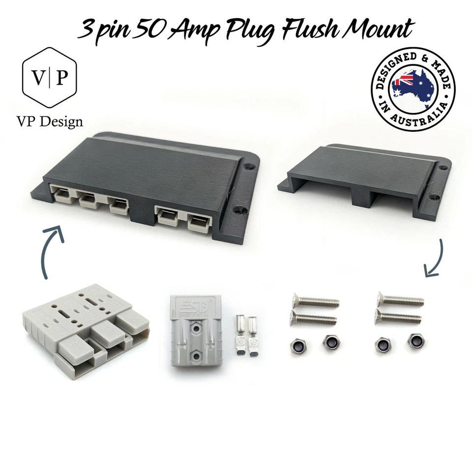 3pin 50amp Anderson plug flush mount holder with plug. Dual Battery 3 Pin - Image 2 of 4
