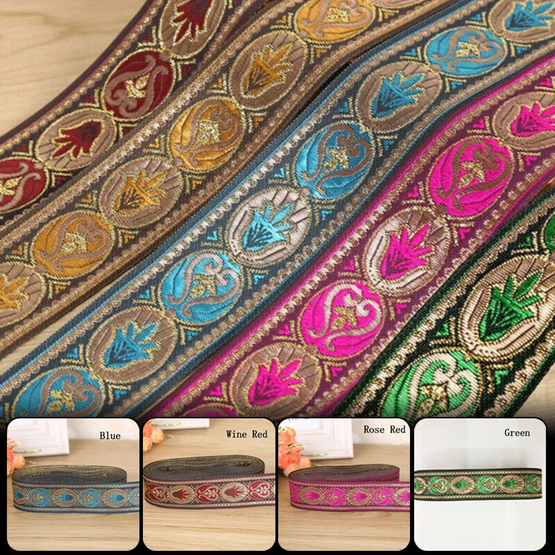 复古花卉刺绣提花丝带装饰编织边饰 7 年*33 毫米 — 第 2/4 张图片