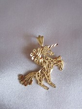 Vtg 14K Yellow Gold Unicorn Charm Necklace Pendant