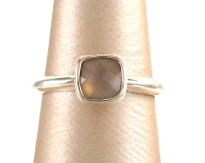 .925 Sterling Silber Rosenquarz Ring Vorsteckbar Schachbrettschliff Kissen